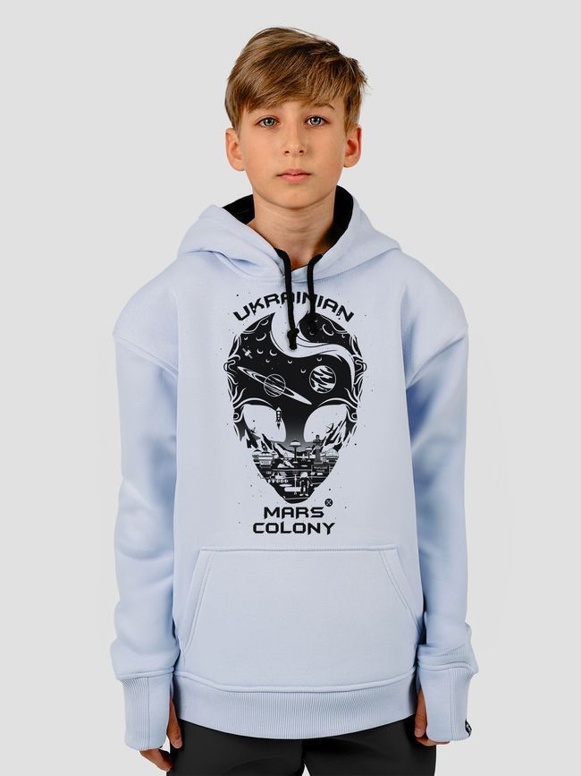 Kid's hoodie "Ukrainian Mars Colony", Light Blue, XS (110-116 cm)