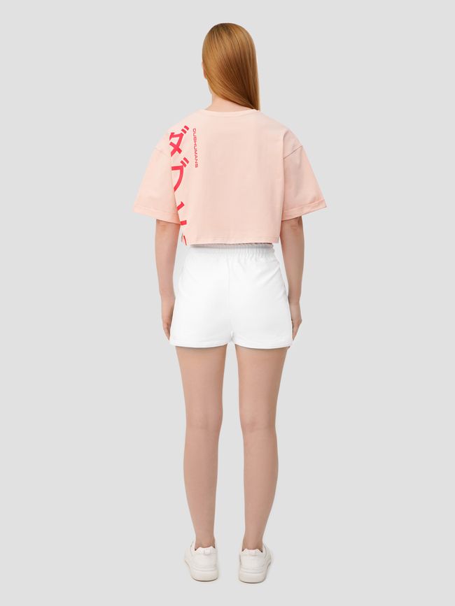 Women’s Oversize Suit - Shorts and Crop T-shirt Dubhumans Japanese, Powder, S