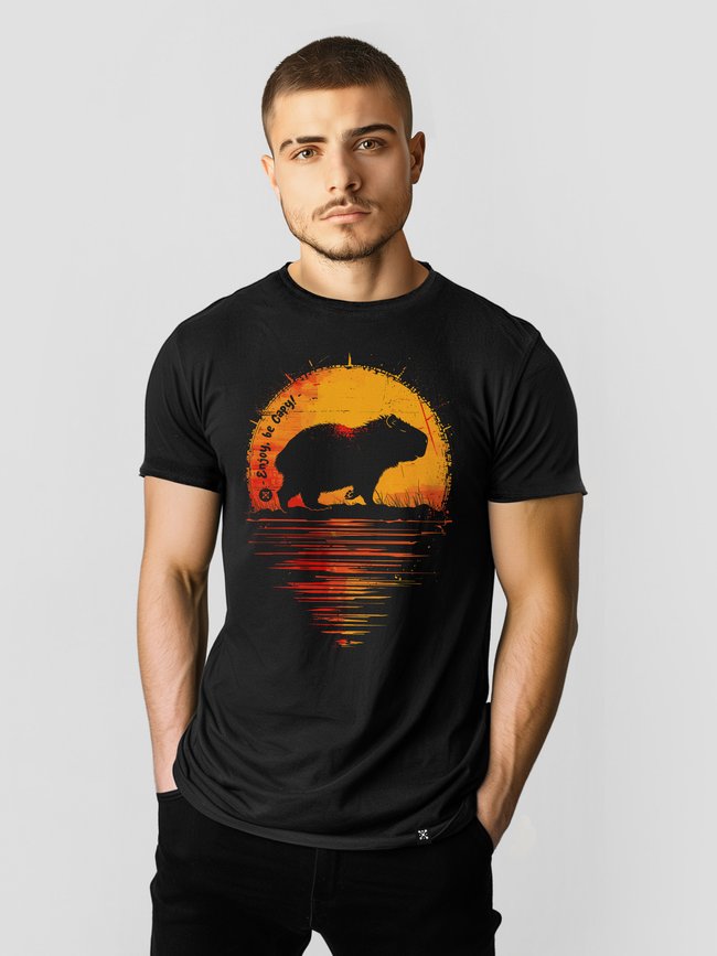 Men's T-shirt "Enjoy, be Capy (Capybara)", Black, M