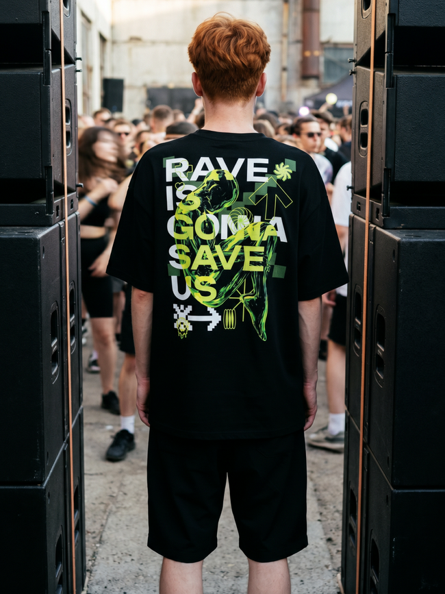 Комплект чоловічий шорти та футболка оверсайз &ldquo;Rave&rdquo; Чорний XSS з написом