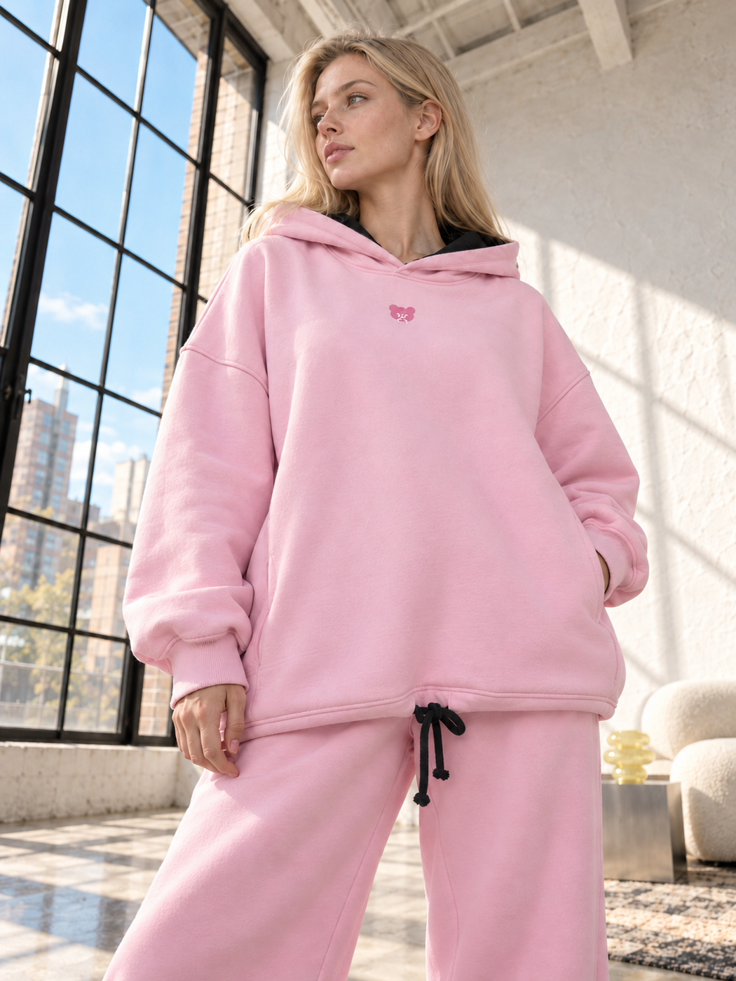 Women's Hoodie Oversize "Broken Love" Pink, Pink, XS-L