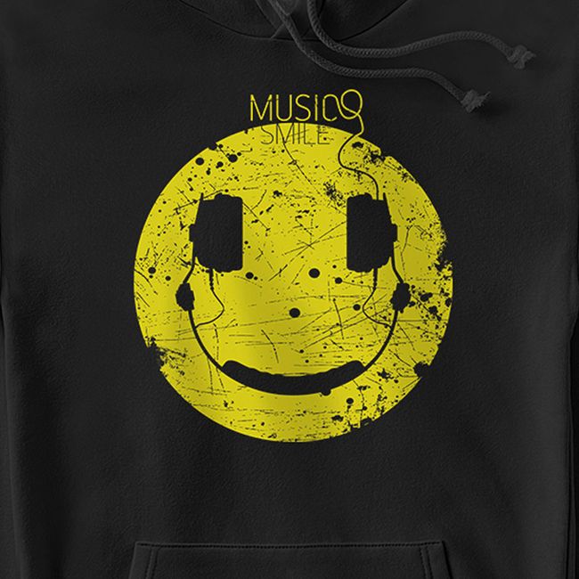 Women's Hoodie "Music Smile", Black, M-L