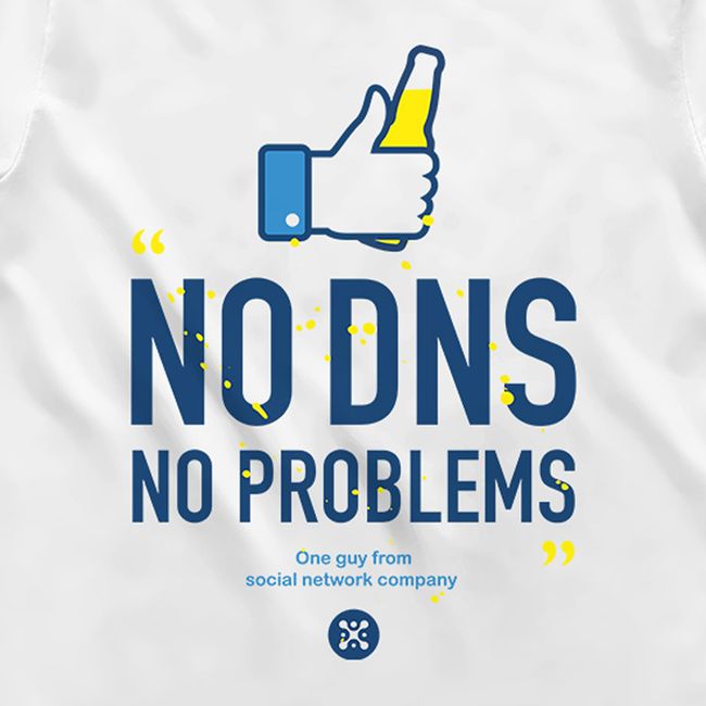 Men's T-shirt "No DNS No Problems", White, M