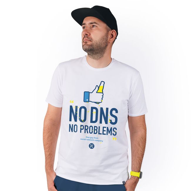 Men's T-shirt "No DNS No Problems", White, M