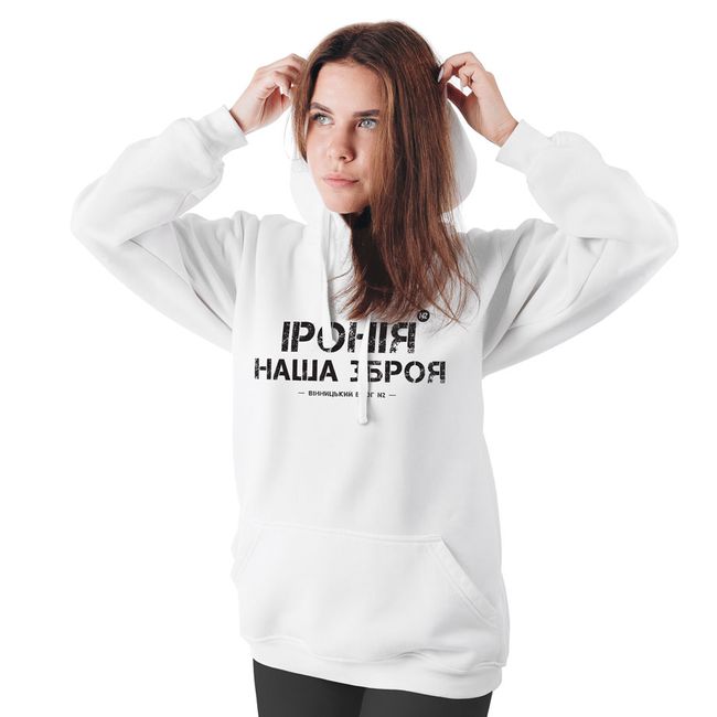 Women's Hoodie "Irony is our weapon", White, M-L