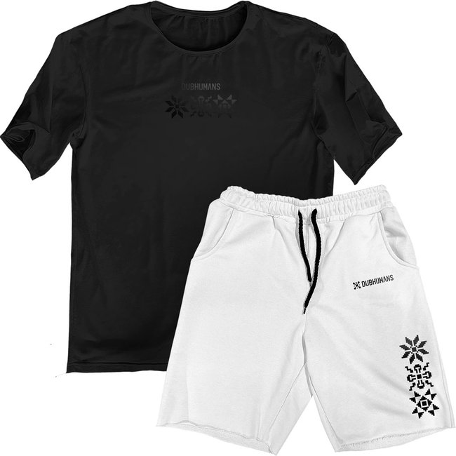 Мужской комплект шорты и футболка оверсайз “Генетический Код”, Белый, 2XS