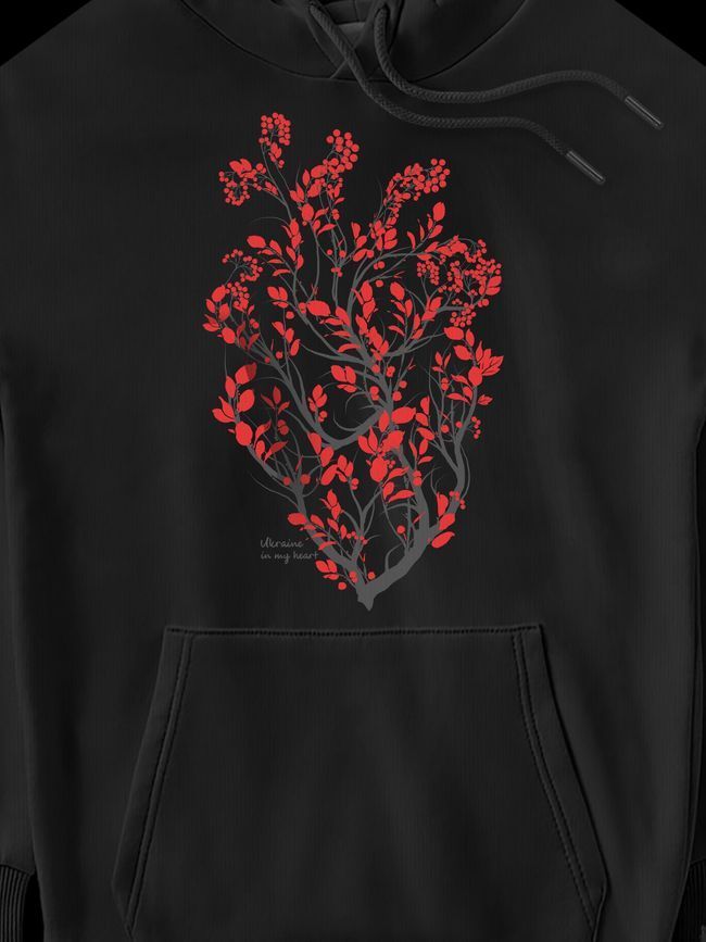 Women's Hoodie "Ukraine In My Heart", Black, XS-S