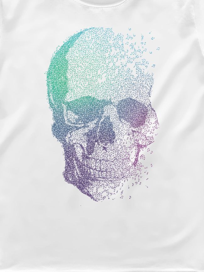 Women's T-shirt "Music Skull", White, M