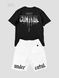 Men’s Oversize Suit - Shorts and T-shirt “Under Control”, black and white, 2XS