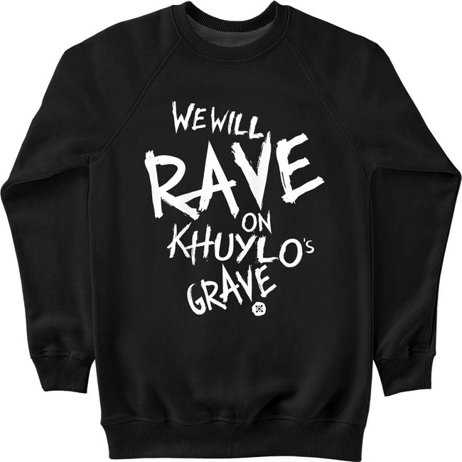 Світшот жіночий ”We will Rave on Khuylo’s Grave”, Чорний, M