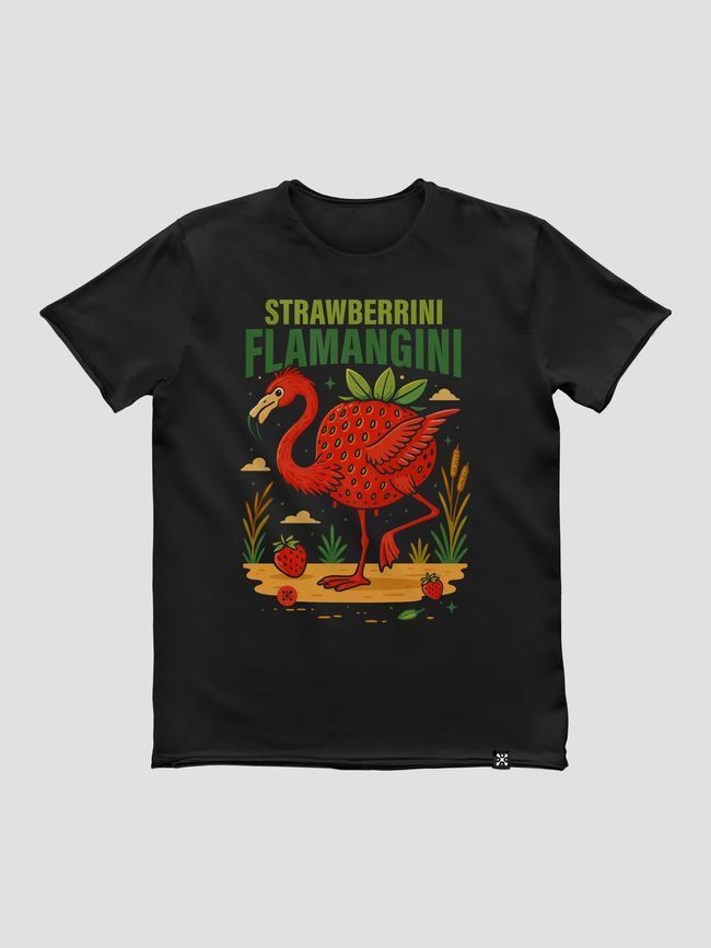 Men's T-shirt "Strawberrini Flamangini", Black, M