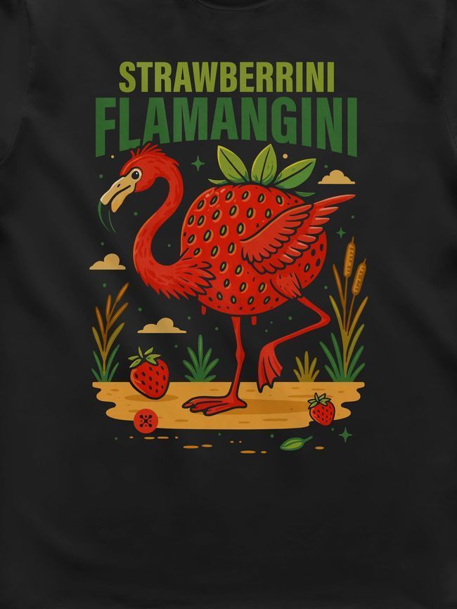 Men's T-shirt "Strawberrini Flamangini", Black, M