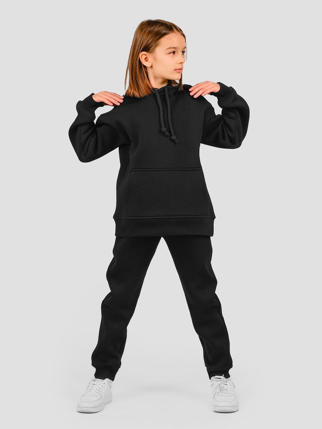Костюм детский худи и штаны чорный, Черный, 3XS (86-92 см), 92