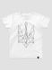 Kid's T-shirt "Ukraine Line" with a Trident Coat of Arms, White, XS (110-116 cm)