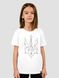 Kid's T-shirt "Ukraine Line" with a Trident Coat of Arms, White, XS (110-116 cm)