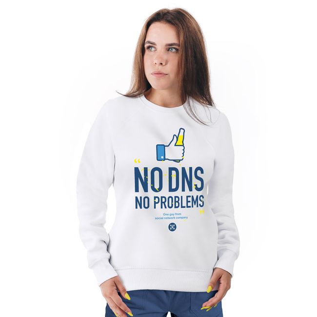 Світшот жіночий "No DNS No Problems", Білий, M