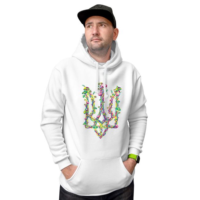 Men's Hoodie "Mushroom Trident", White, 2XS