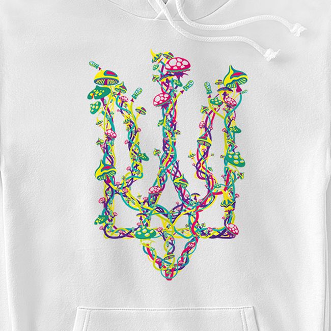 Men's Hoodie "Mushroom Trident", White, 2XS