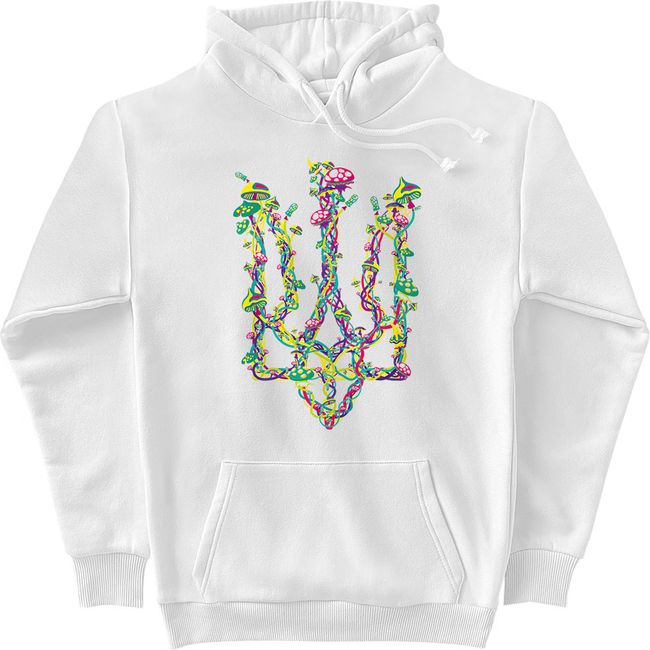 Men's Hoodie "Mushroom Trident", White, 2XS