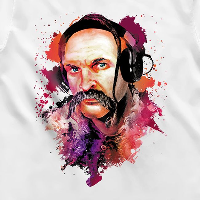 Men's T-shirt "Music Lover Cossack", White, M