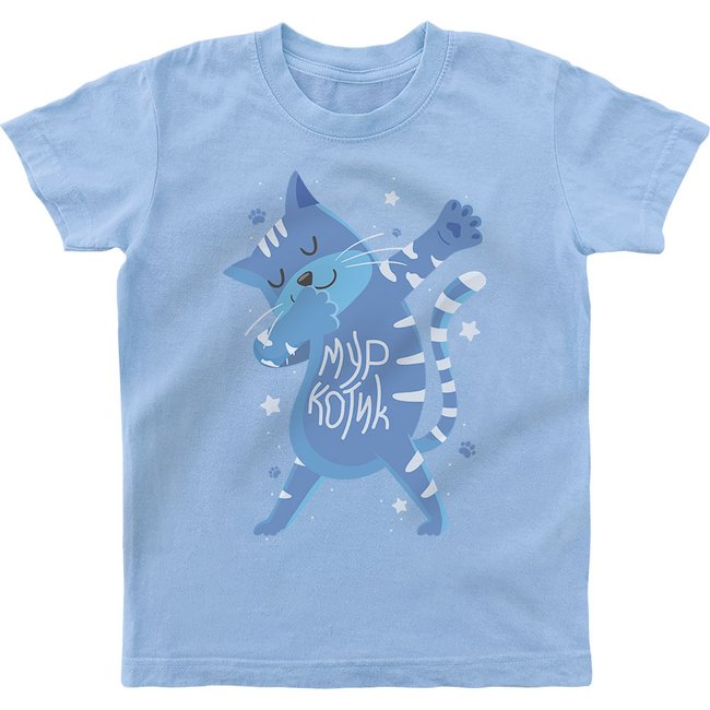 Kid's T-shirt "Kitty-cat", Light Blue, XS (5-6 years)