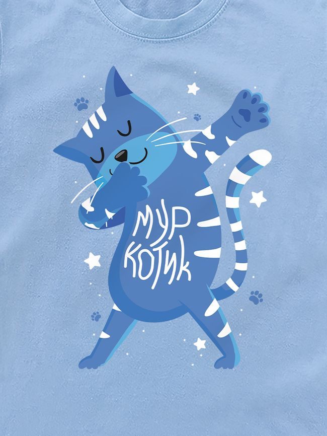 Kid's T-shirt "Kitty-cat", Light Blue, XS (110-116 cm)