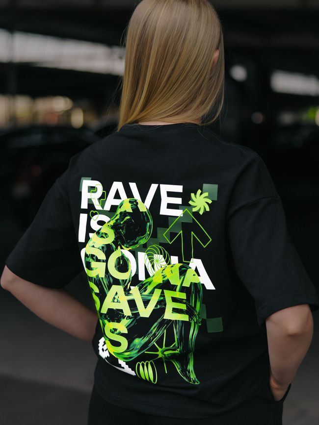 Women's T-shirt Oversize &ldquo;Rave&rdquo;, Black, S
