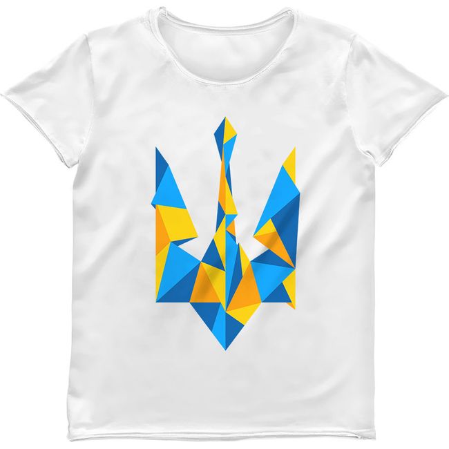 Футболка женская "Ukraine Geometric" с гербом тризубом, Белый, M