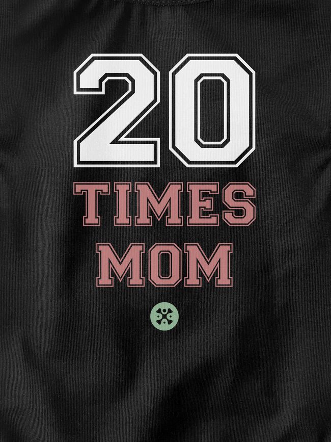 Cat's T-shirt "20 Times Mom", Black, XS