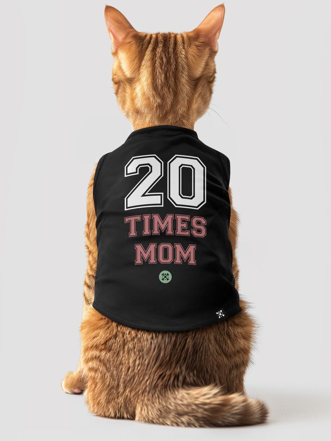 Майка для котов "20 Times Mom", Черный, XS