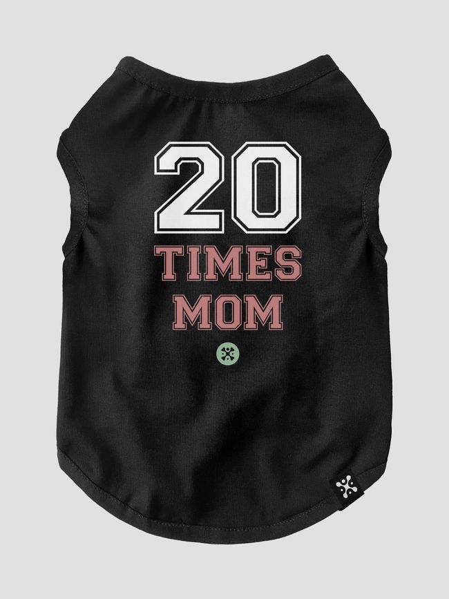 Cat's T-shirt "20 Times Mom", Black, XS