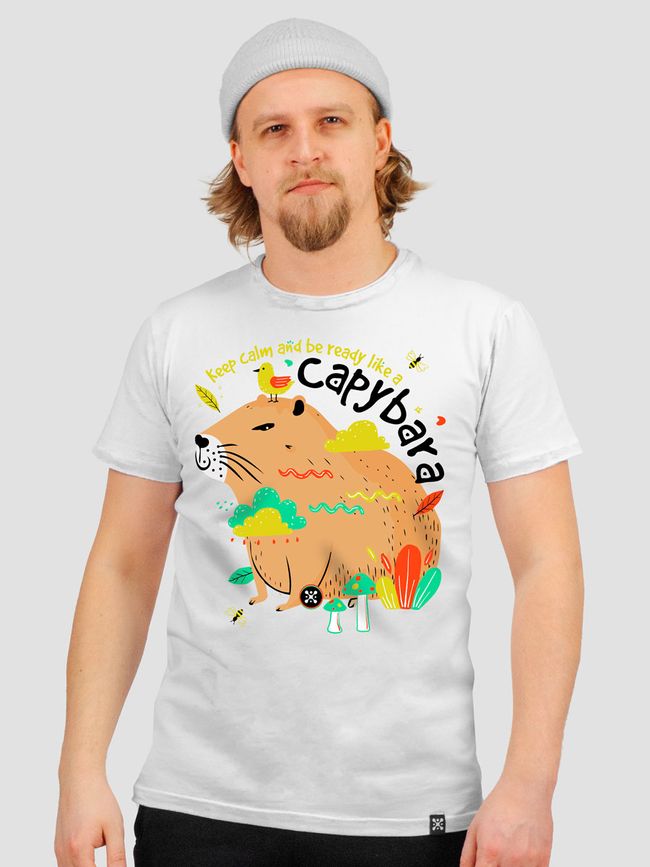 Men's T-shirt "Capybara", White, XS