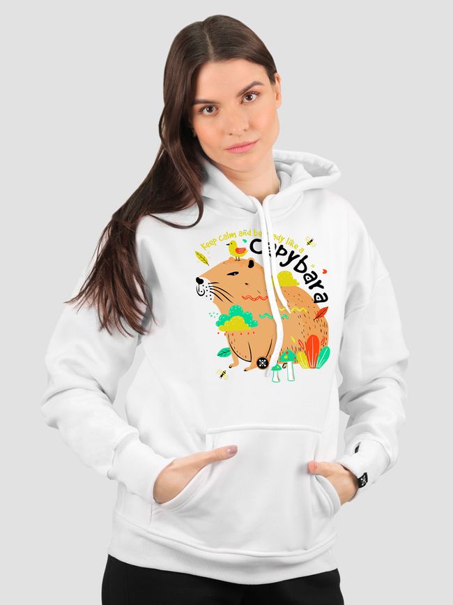 Women's Hoodie "Capybara", White, 2XS