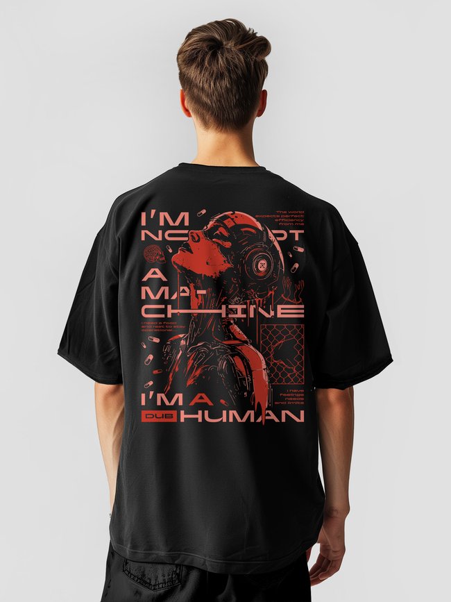 Men's T-shirt Oversize “Machine”, Black, XS-S