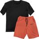 Women’s Oversize Suit - Shorts and T-shirt, Black-coral, 2XS