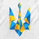 Women's T-shirt "Ukraine Geometric" with a Trident Coat of Arms, White, M