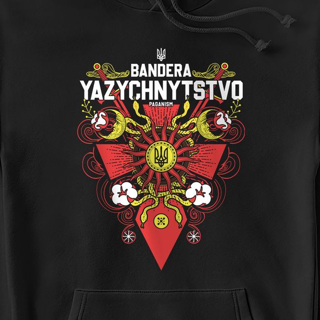 Худі чоловічий "Bandera Yazychnytstvo" ﻿, Чорний, M-L