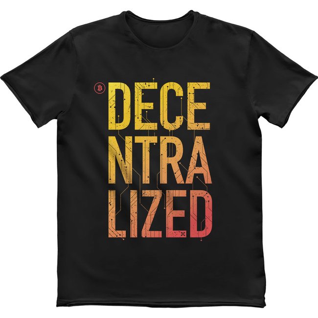 Men's T-shirt “Decentralized” with Bitcoin Cryptocurrency, Black, M
