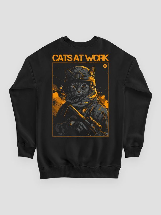 Світшот чоловічий "Cats at Work (3ОШБр)", Чорний, M