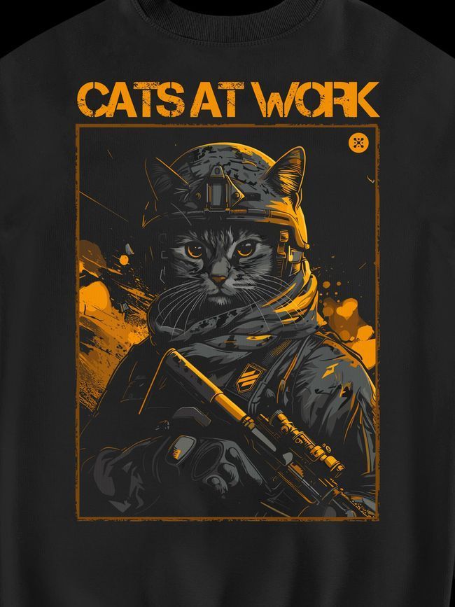 Світшот чоловічий "Cats at Work (3ОШБр)", Чорний, M