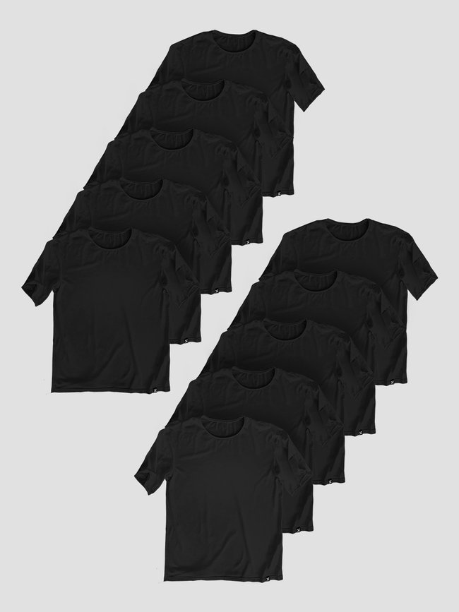 Сет з 10 чорних базових футболок оверсайз "Чорний", XS-S, Чоловіча