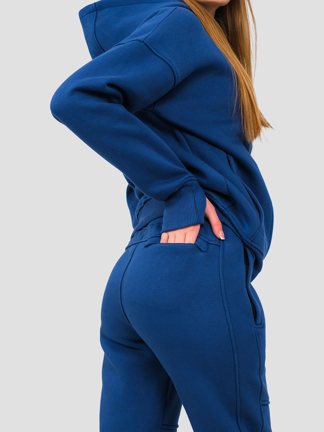 Women's tracksuit set Hoodie with a zipper and Pants Blue, Blue, M-L, L (108 cm)