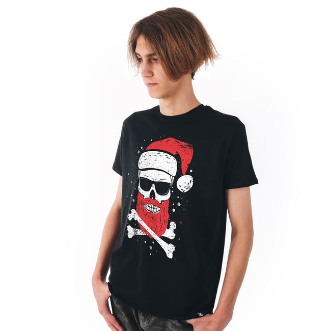 Men's T-shirt "Santa Skull", Black, M