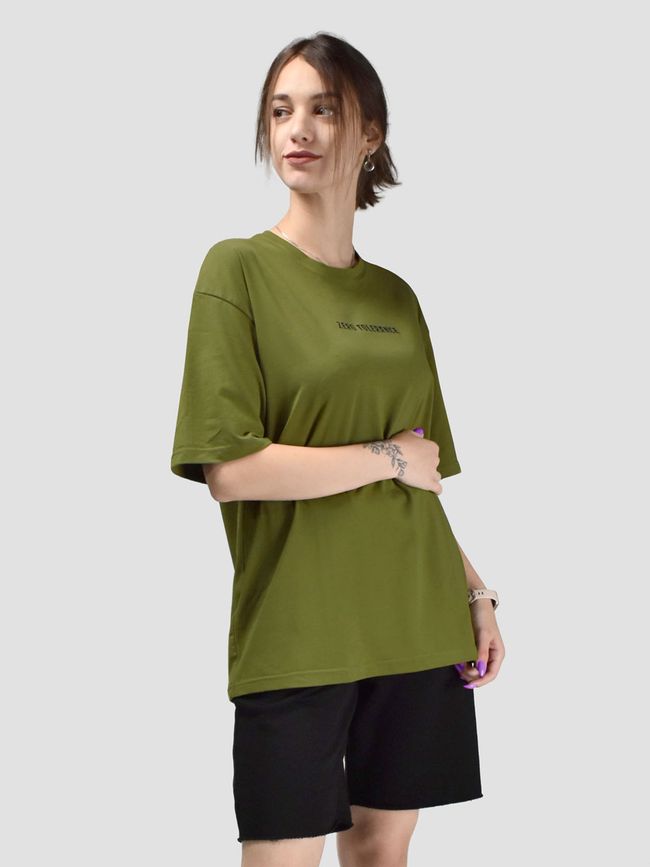 Women's T-shirt Oversize “Zero Tolerance”, Olive, XS-S