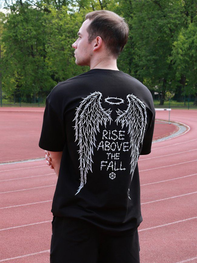Футболка чоловіча оверсайз &ldquo;Wire Wings&rdquo;, Чорний, XS-S