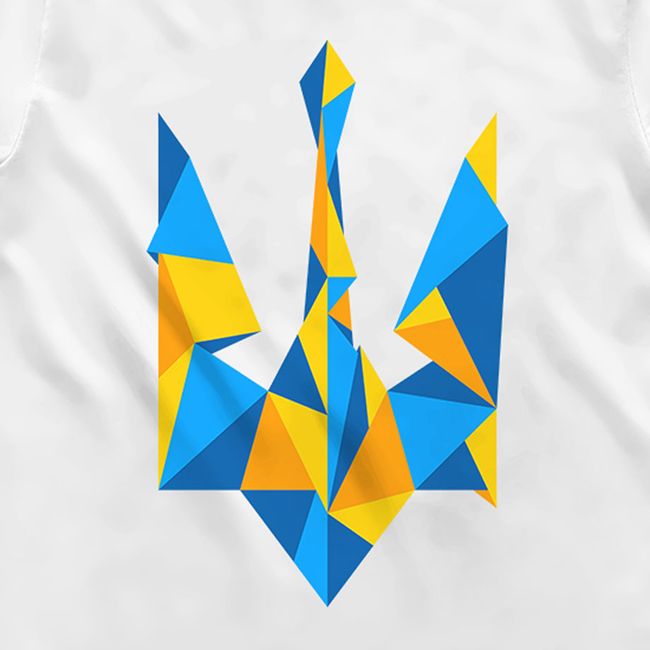Футболка чоловіча "Ukraine Geometric" з гербом тризубом, Білий, M