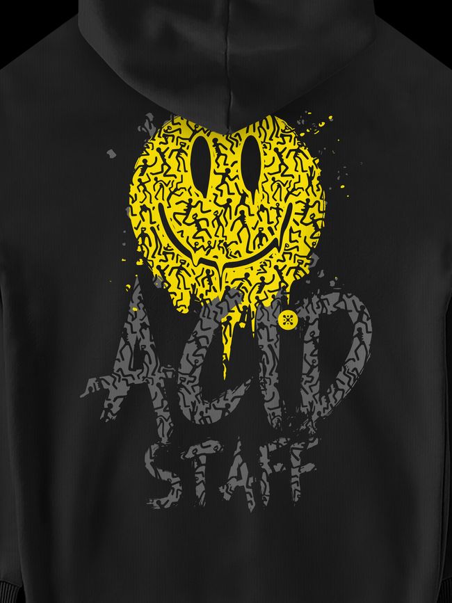 Men's Hoodie "Acid House Staff", Black, M-L