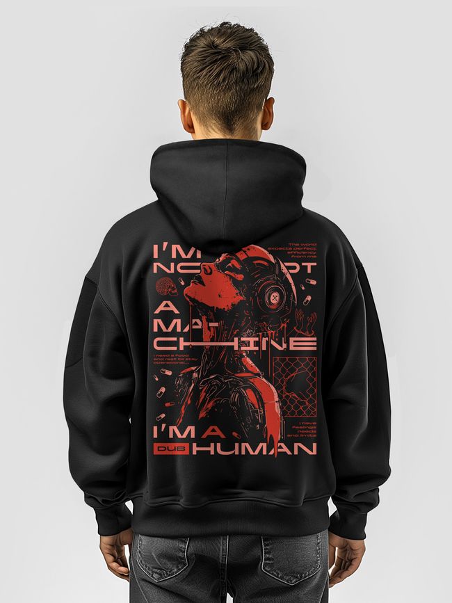 Men's Hoodie "Machine", Black, M-L