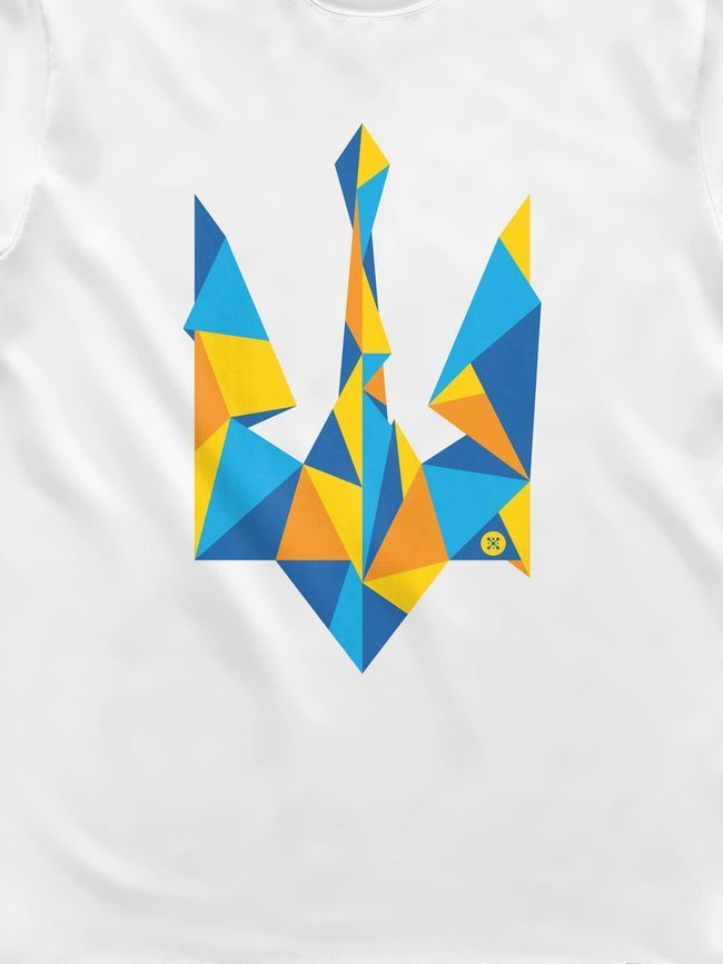 Футболка чоловіча "Ukraine Geometric" з гербом тризубом, Білий, M