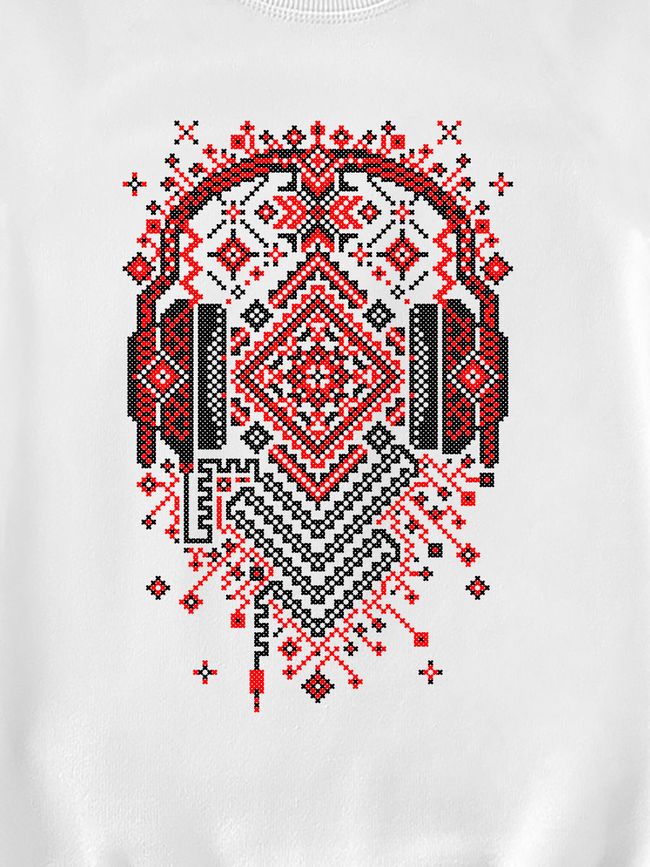 Men's Sweatshirt "Ethno Music", White, XS